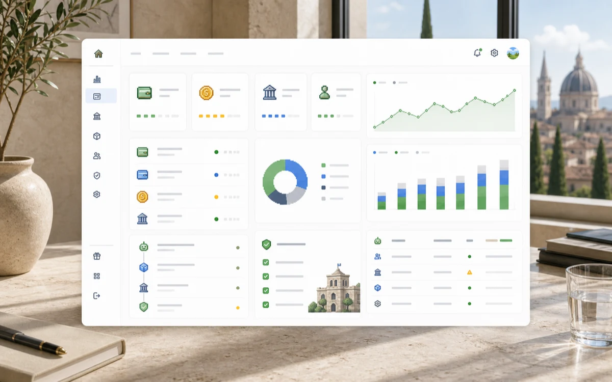 Dashboard finance, in stile italiano